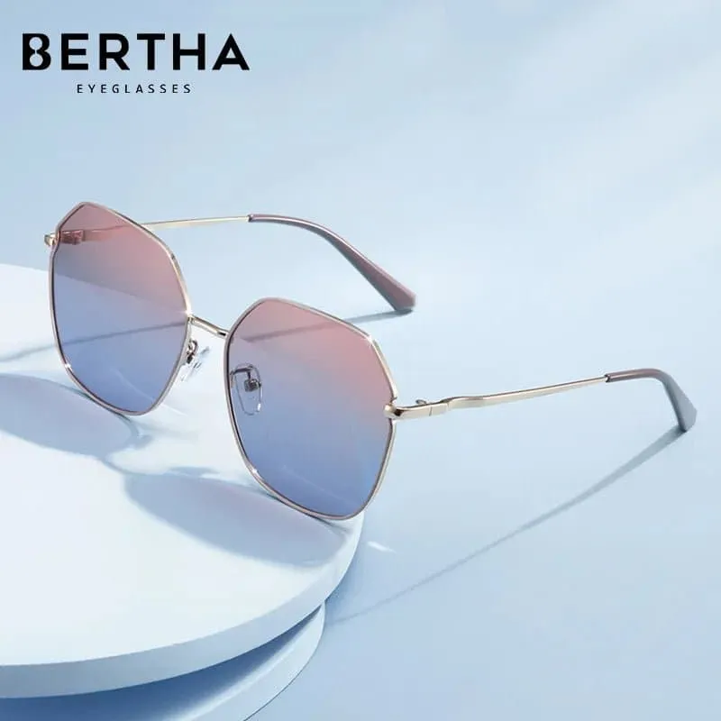 Polygon Polarized Sunglasses - Stylish UV400 Gradient Lens Alloy Frame Eyewear for Women, 56mm x 60mm