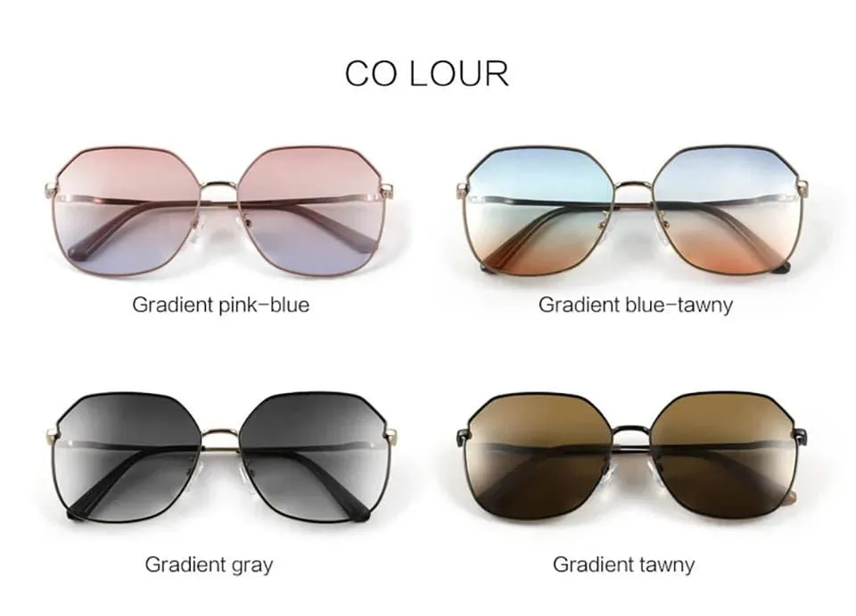 Polygon Polarized Sunglasses - Stylish UV400 Gradient Lens Alloy Frame Eyewear for Women, 56mm x 60mm