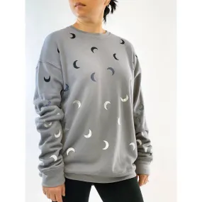 Poppy Ultra Chic Smoke Grey Sweatshirt - Silver Foil Ombre Half Moons