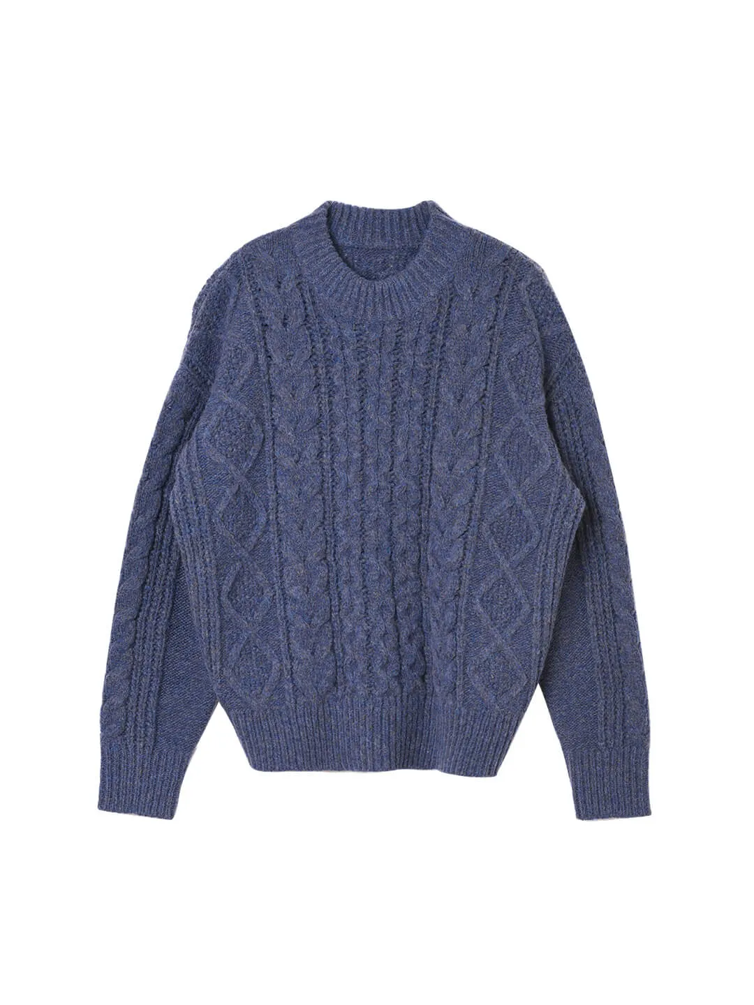 Raina Cable Blue Irish Knit Wool Sweater
