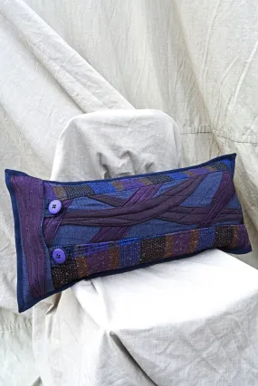 RECTANGLE APPLIQUE CUSHION - AMETHYST DENIM