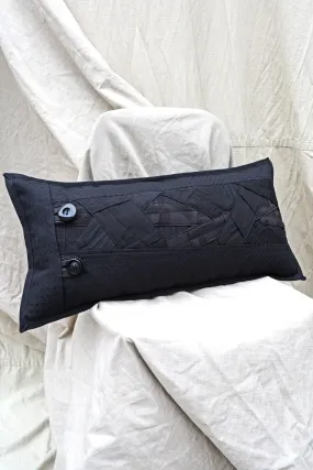 RECTANGLE APPLIQUE CUSHION - ONYX OBSIDIAN