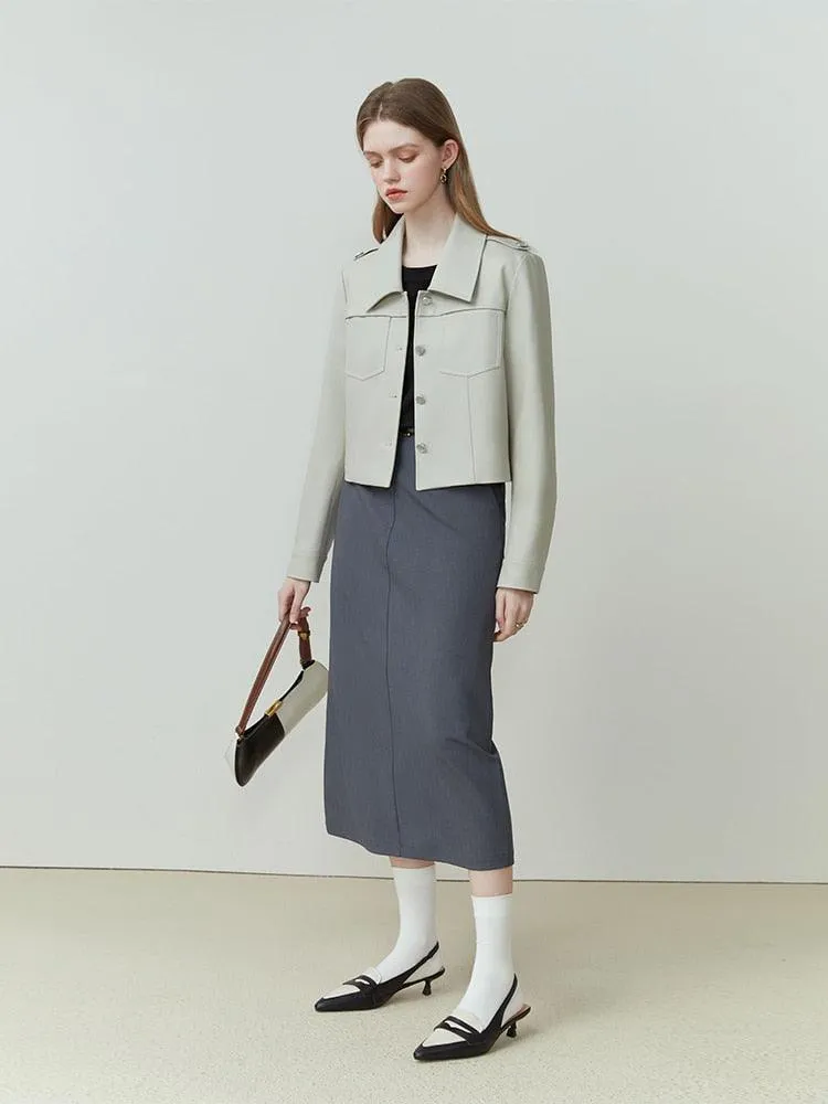 Selene PU Leather Retro Short Jacket