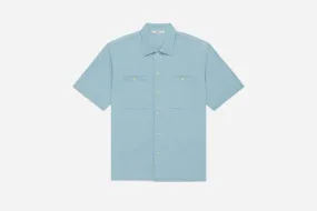 Short Sleeve Workshirt ~ Powder Blue Cotton Twill