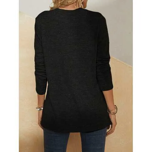 Simple Flower Print Long Sleeves T-shirt