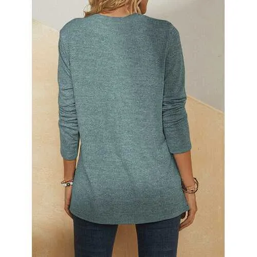 Simple Flower Print Long Sleeves T-shirt