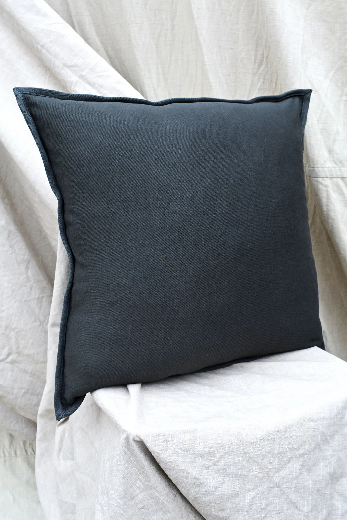 SQUARE APPLIQUE CUSHION - UMBER SLATE