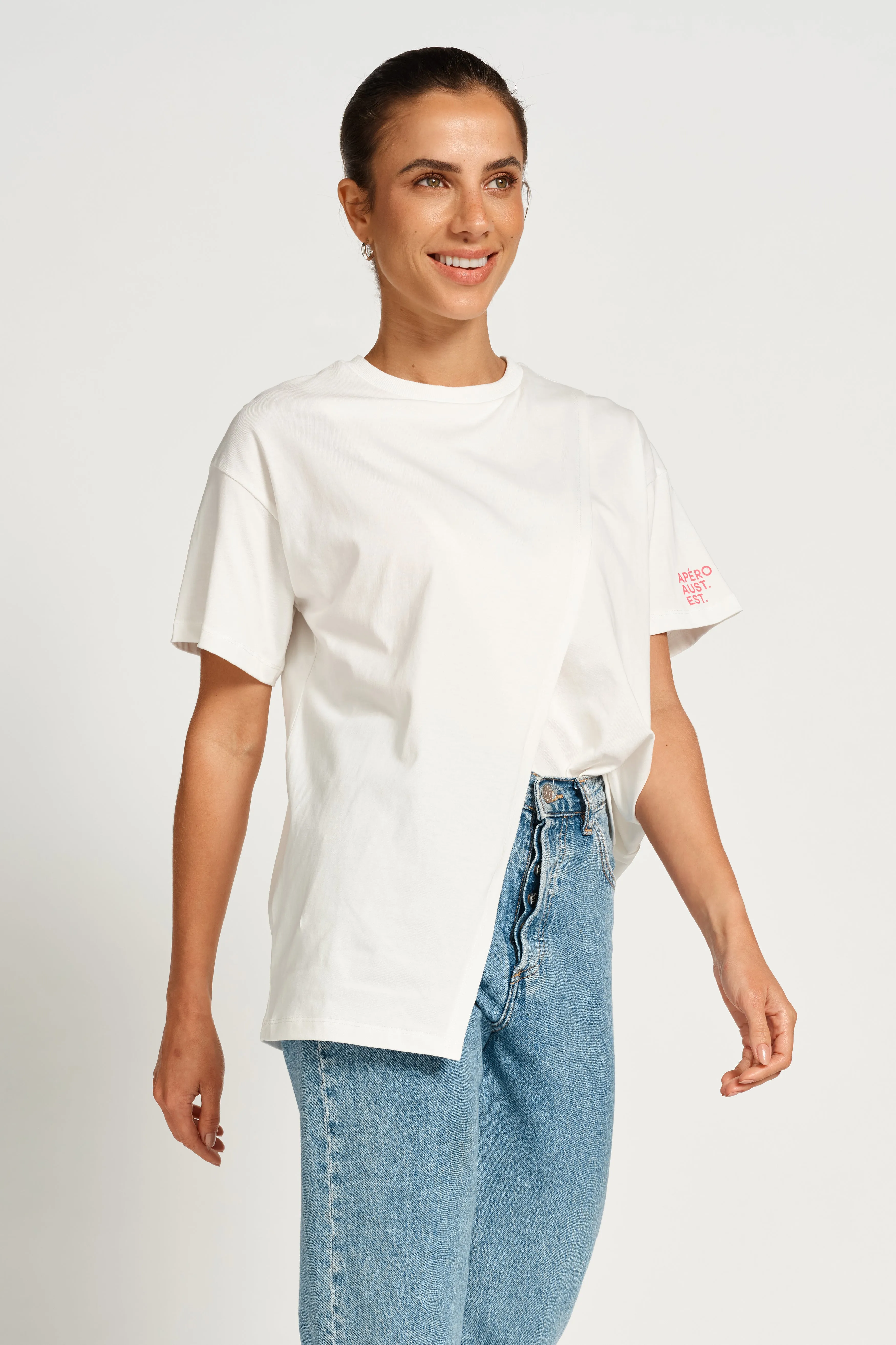 Staple Longline Wrap Tee - White
