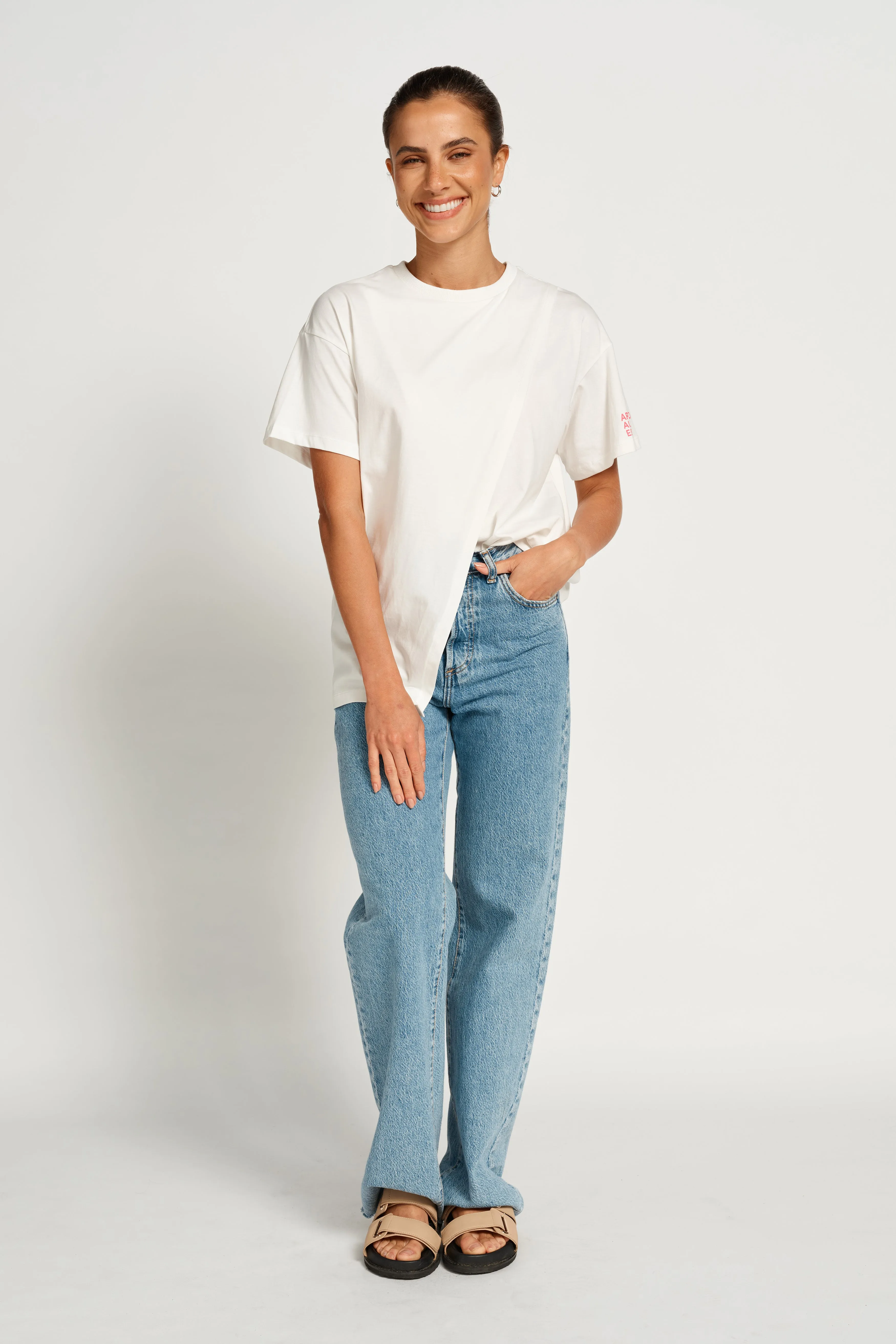 Staple Longline Wrap Tee - White
