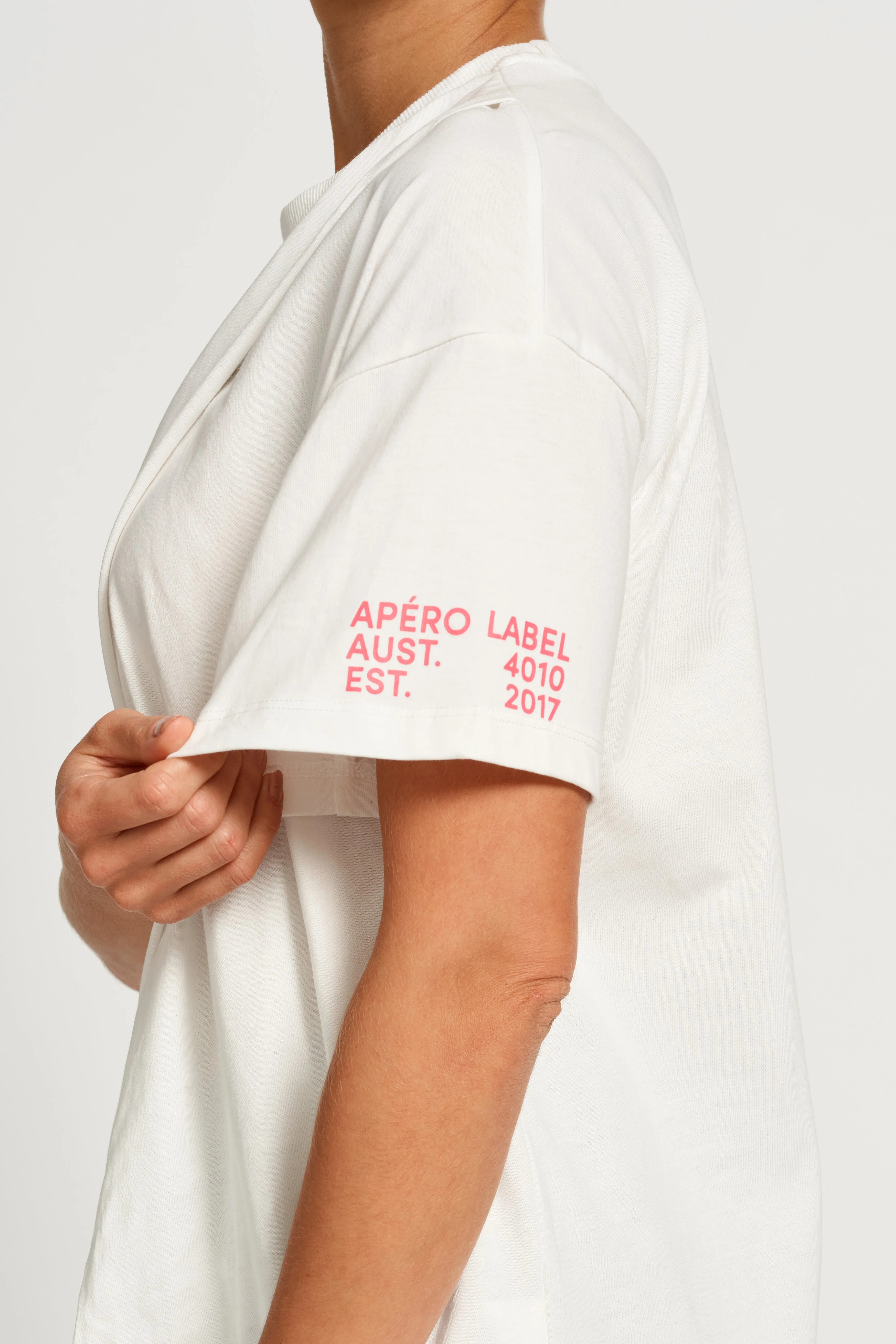Staple Longline Wrap Tee - White