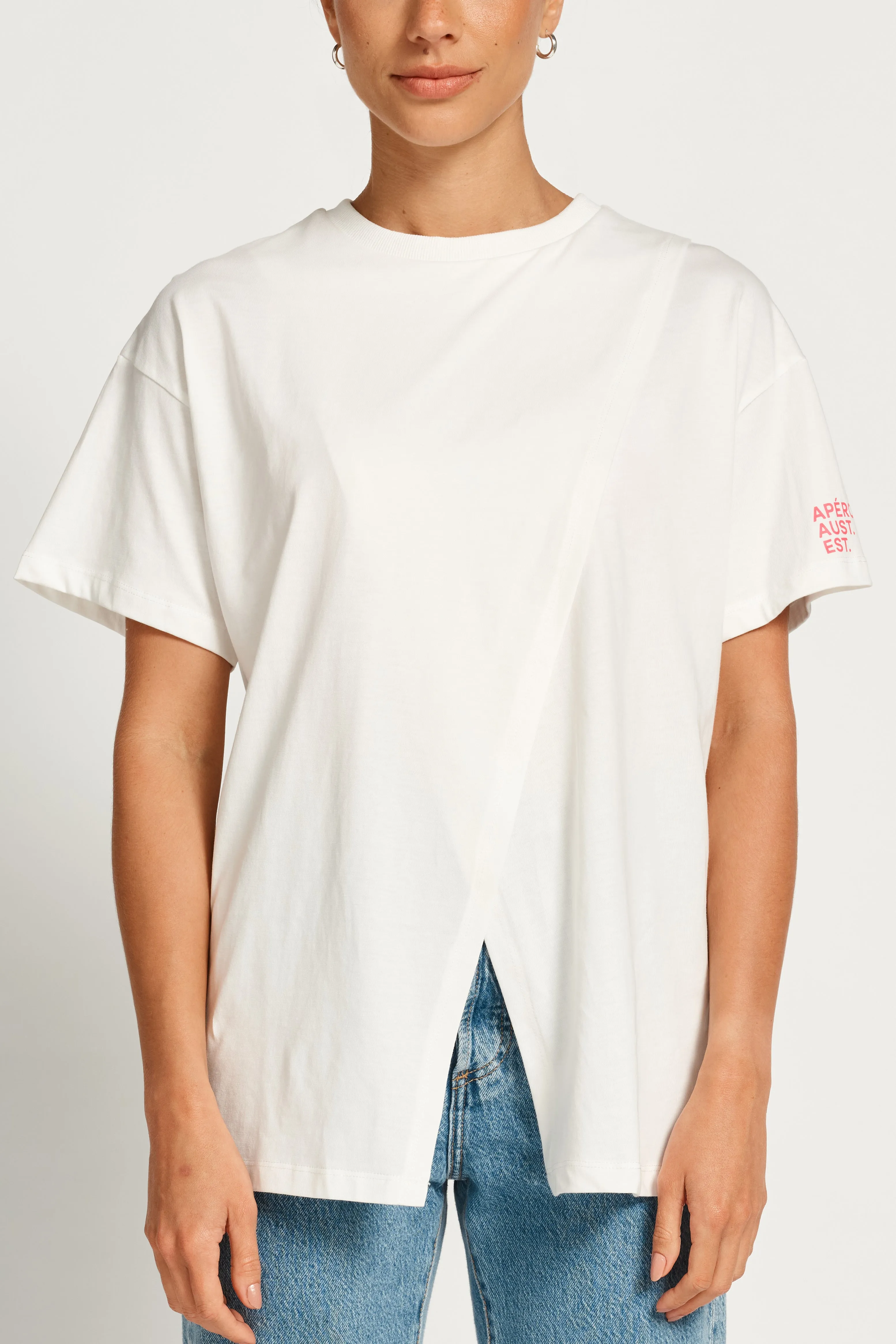 Staple Longline Wrap Tee - White