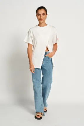 Staple Longline Wrap Tee - White