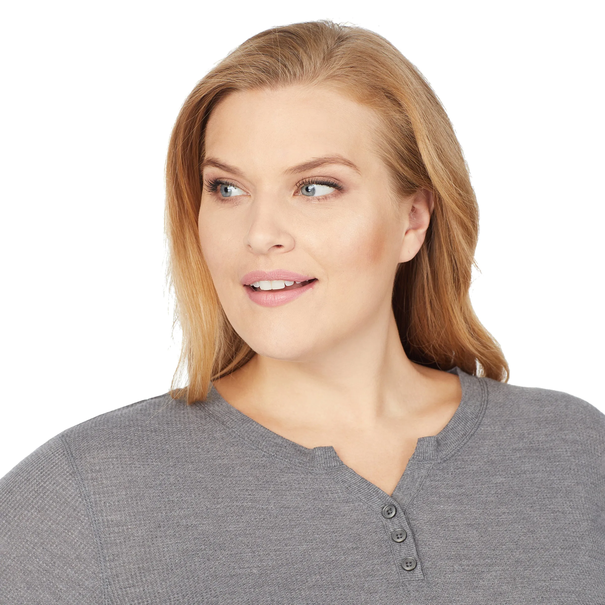 Stretch Thermal Long Sleeve Split V-Neck PLUS