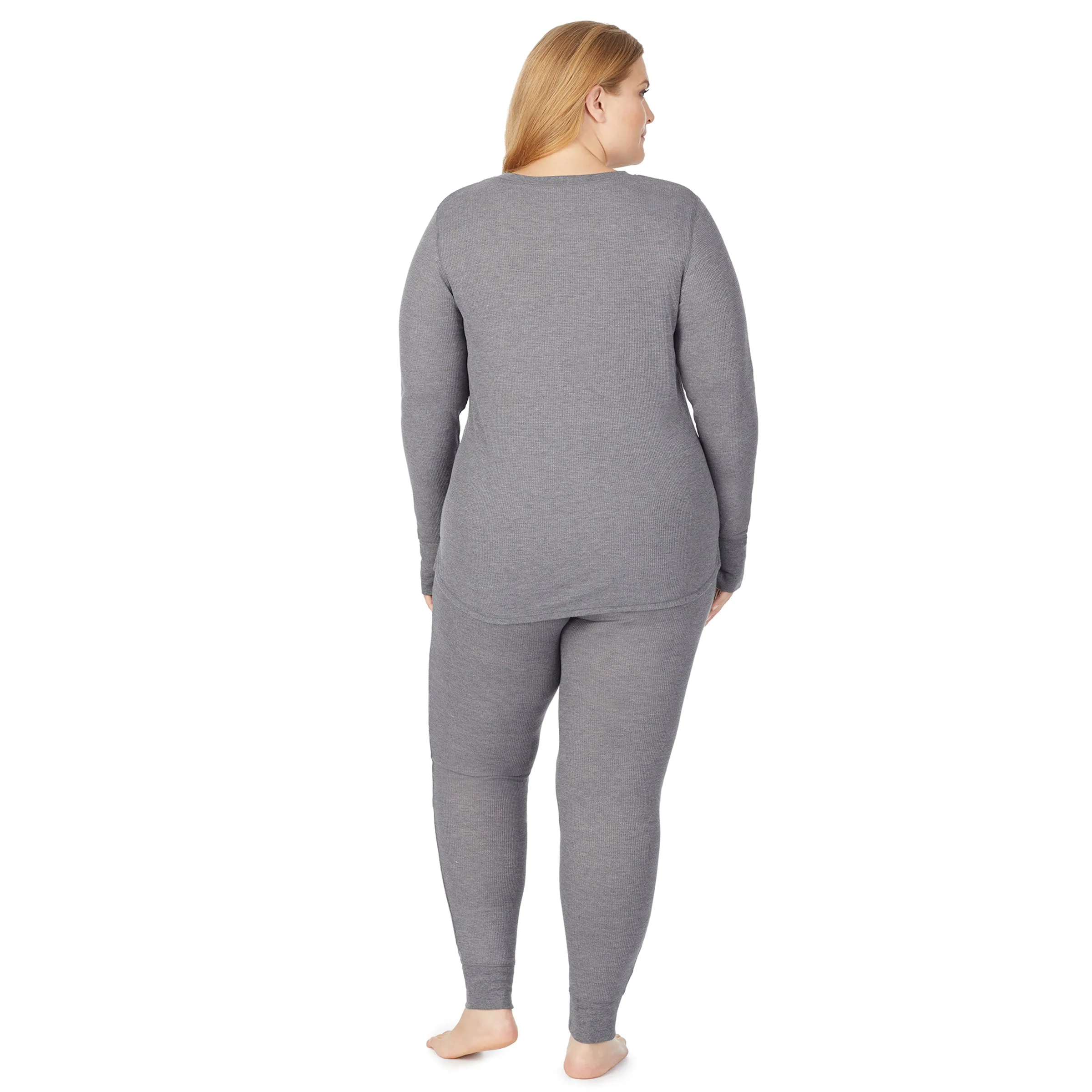 Stretch Thermal Long Sleeve Split V-Neck PLUS