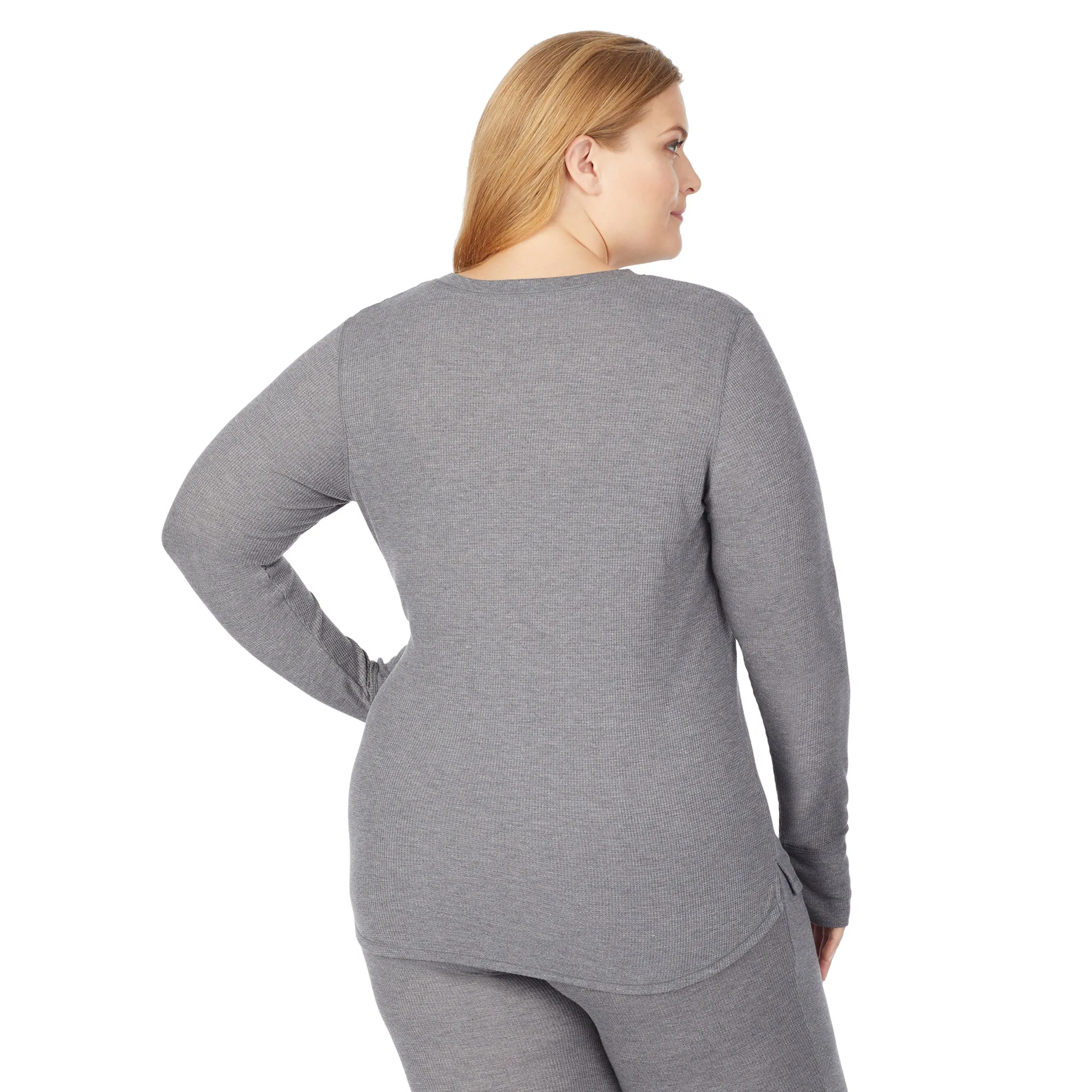 Stretch Thermal Long Sleeve Split V-Neck PLUS