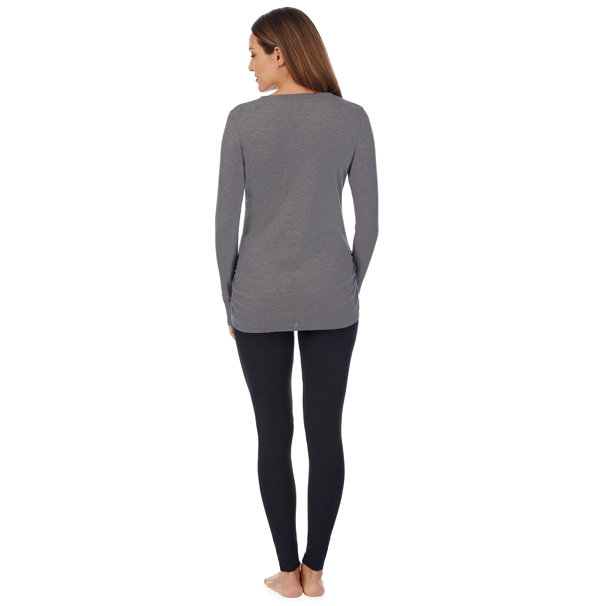 Stretch Thermal Maternity Long Sleeve Split V-Neck Henley