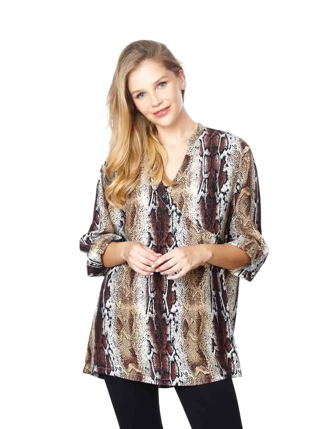 Tianello  "Python" Print  Sueded Cupro "Diva' Blouse