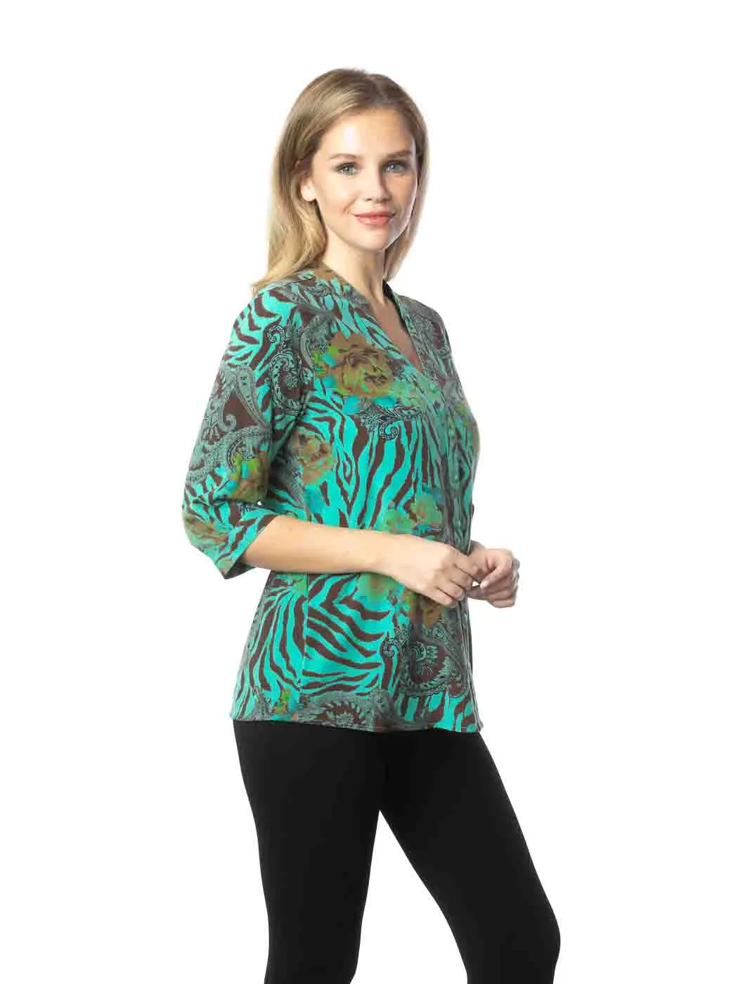 Tianello TENCEL™ print "ZAGRA"  Garment Dyed "Hali" Blouse