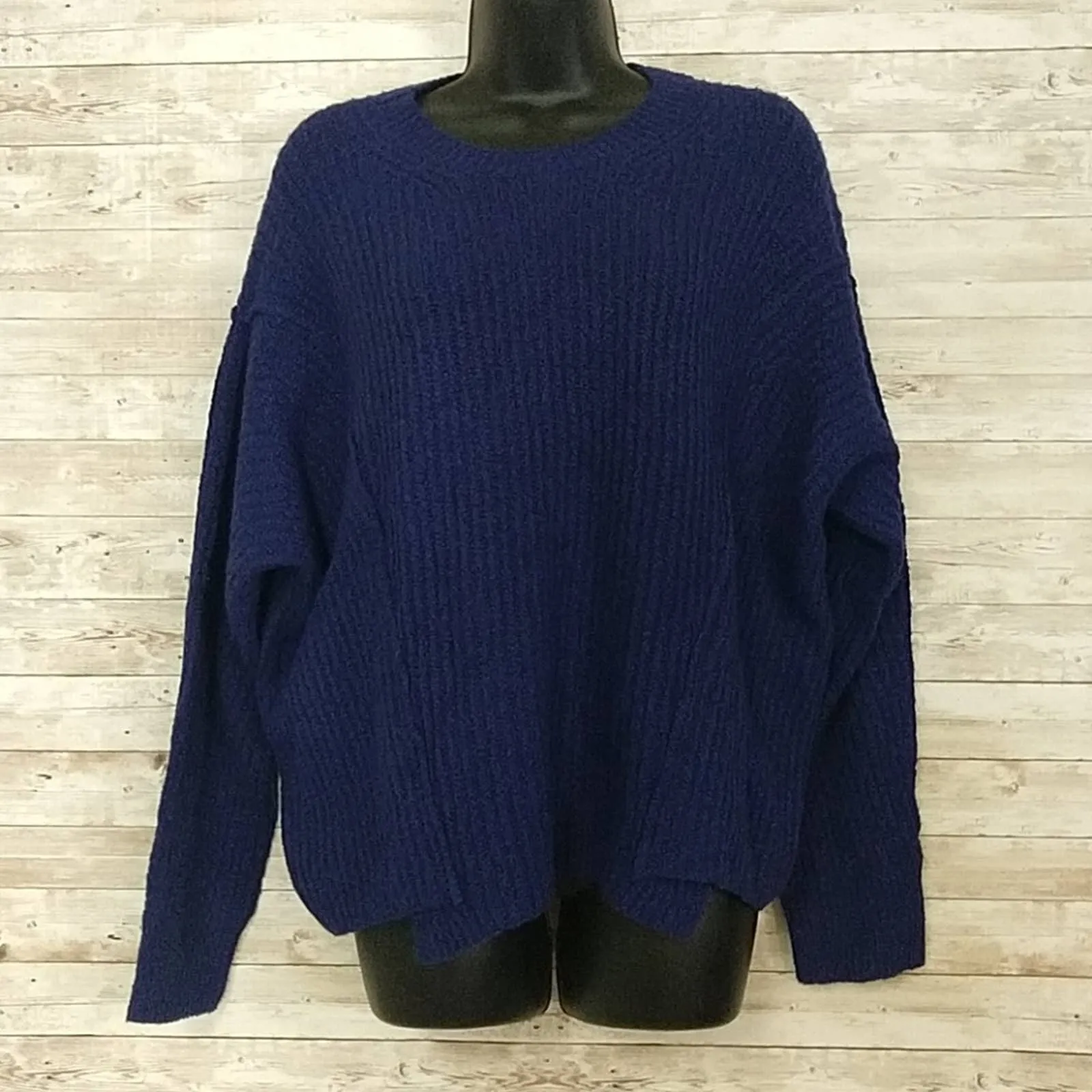 Vince Overlap Panel Wool Blend Sweater Ink Medium