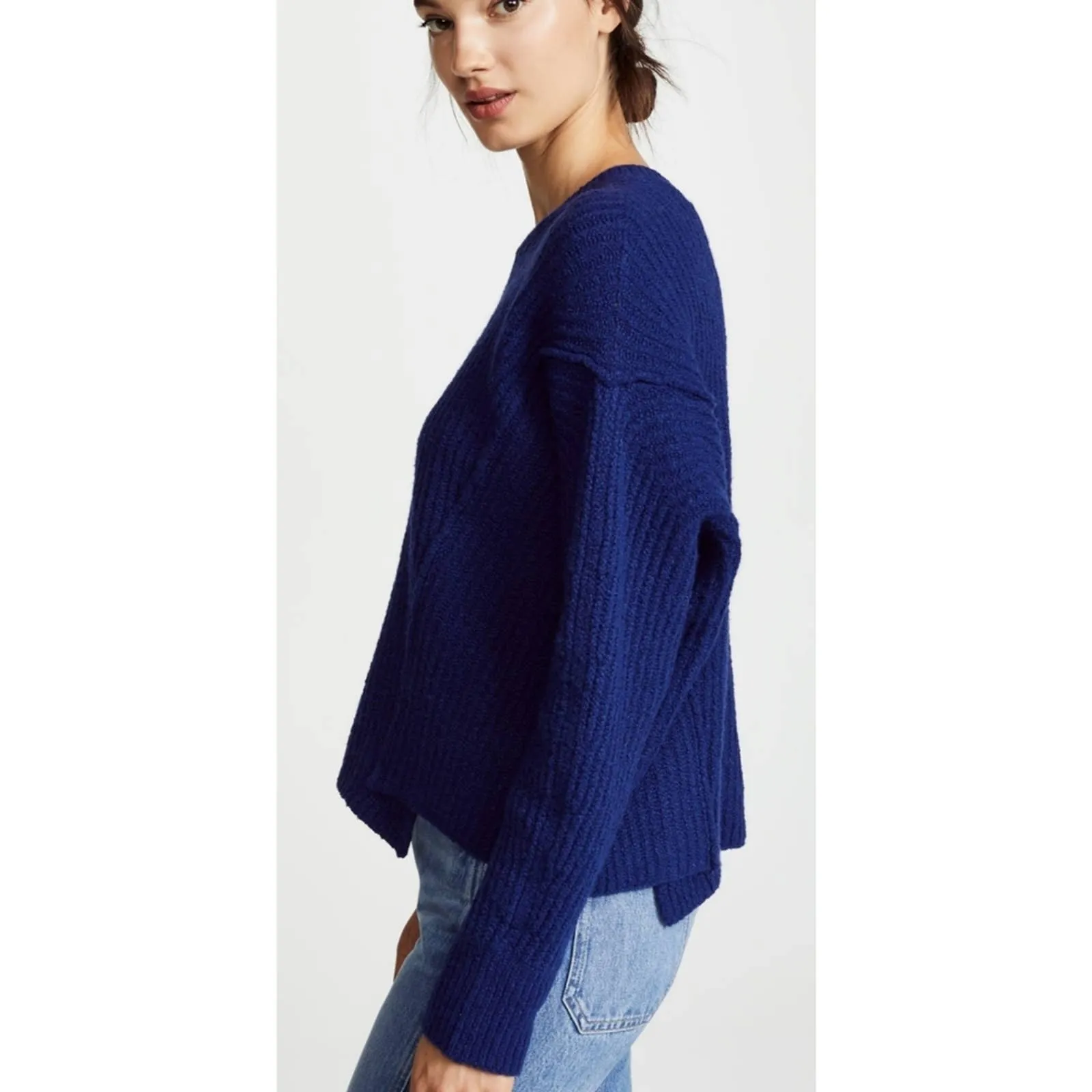 Vince Overlap Panel Wool Blend Sweater Ink Medium