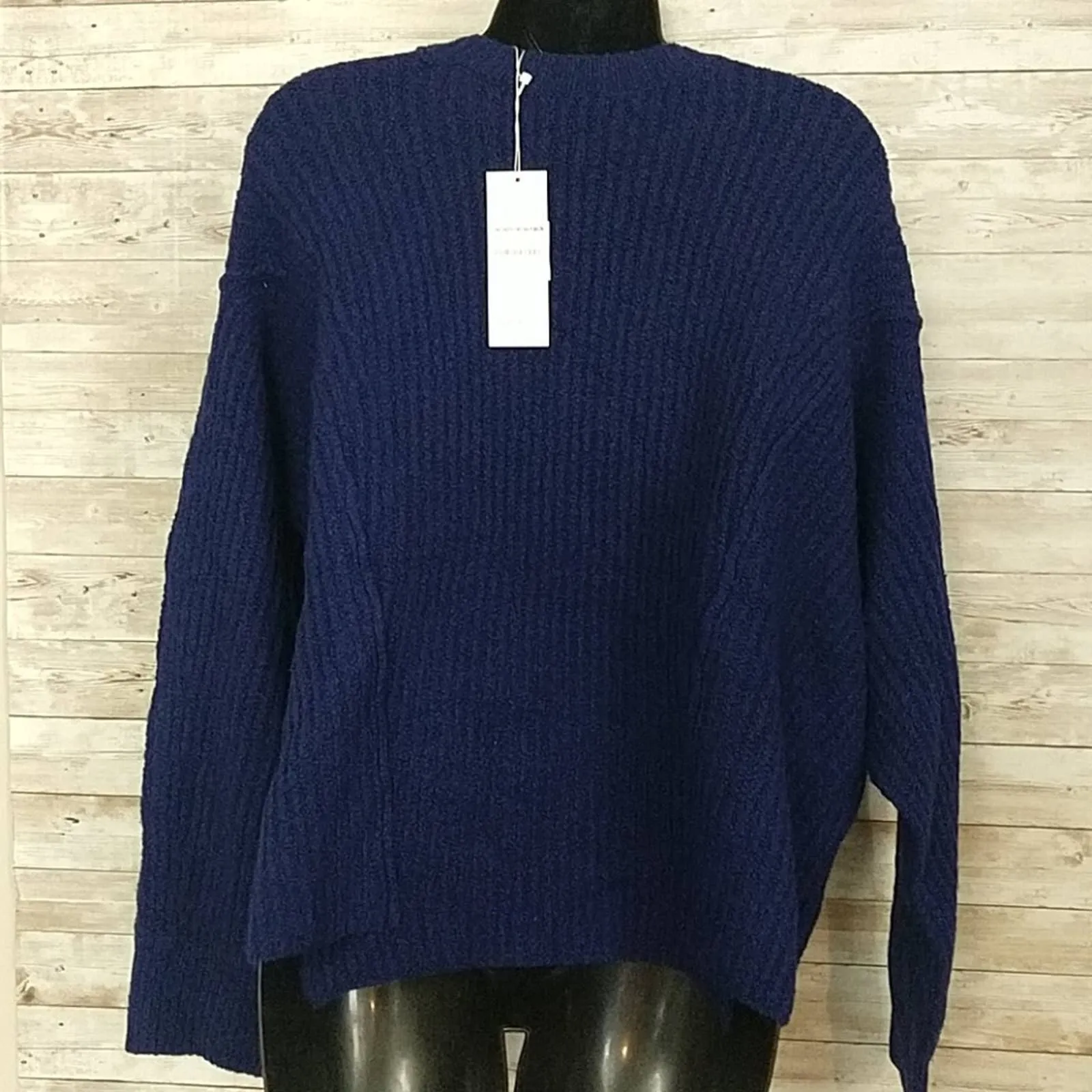 Vince Overlap Panel Wool Blend Sweater Ink Medium