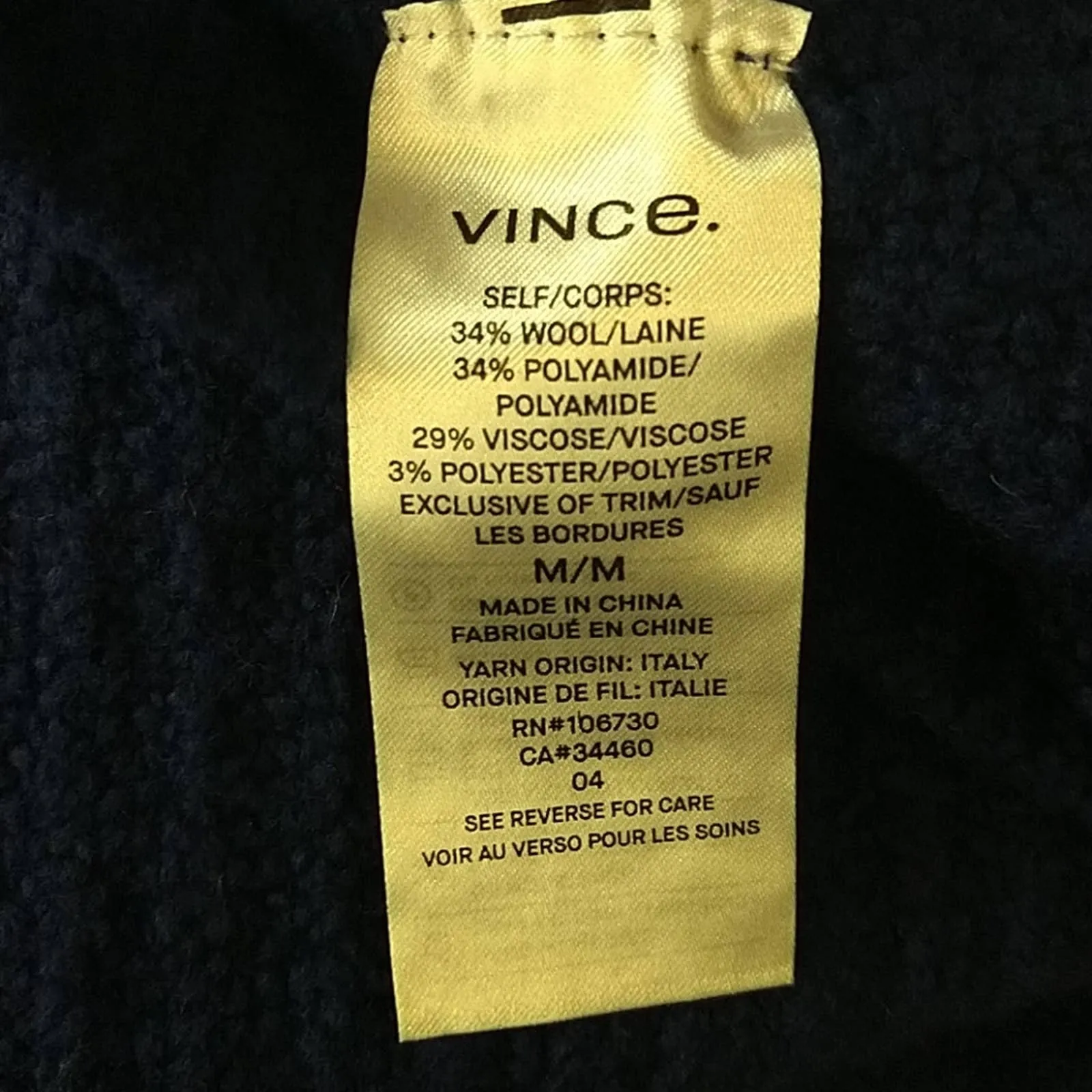 Vince Overlap Panel Wool Blend Sweater Ink Medium
