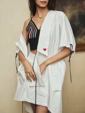 WHITE INCLUSIVE POPLIN OVERSIZED SHRUG & WHITE INCLUSIVE SKORTS