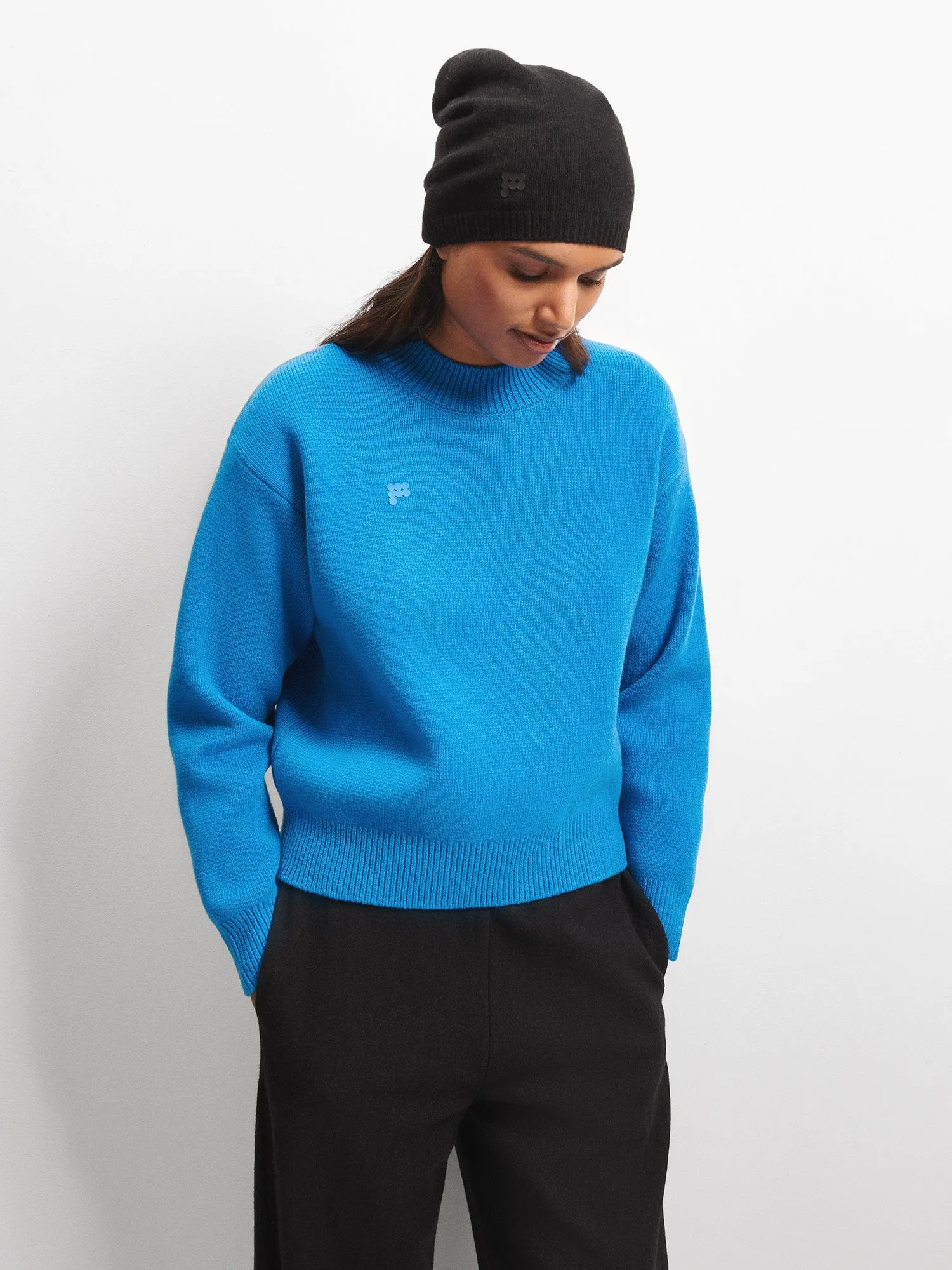 Women's Recycled Cashmere Sweater—cerulean blue